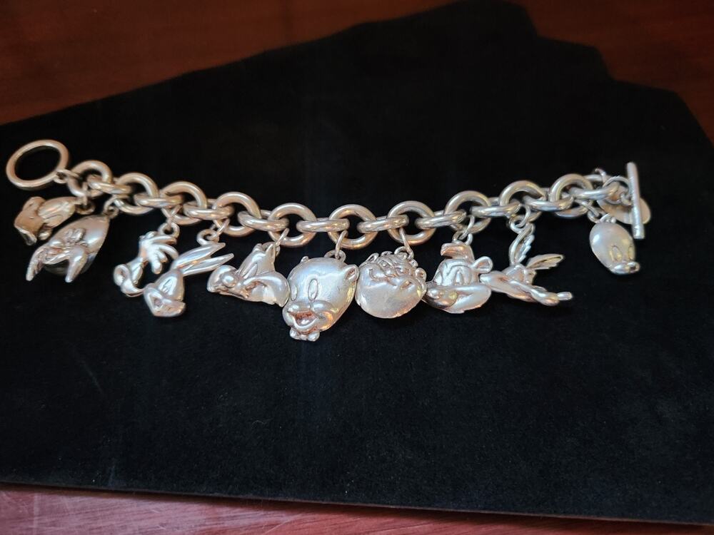 Sterling Silver LE 257/1200 Warner Brothers 1992 Looney Tunes Charm Bracelet 6OZ